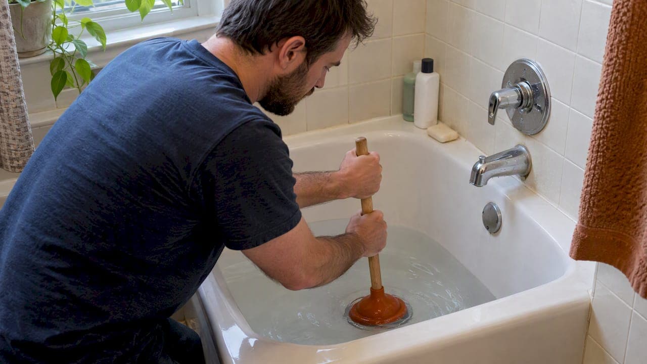 Slow Bathtub Drain? A Technician’s Rule: Plunger Before Chemicals