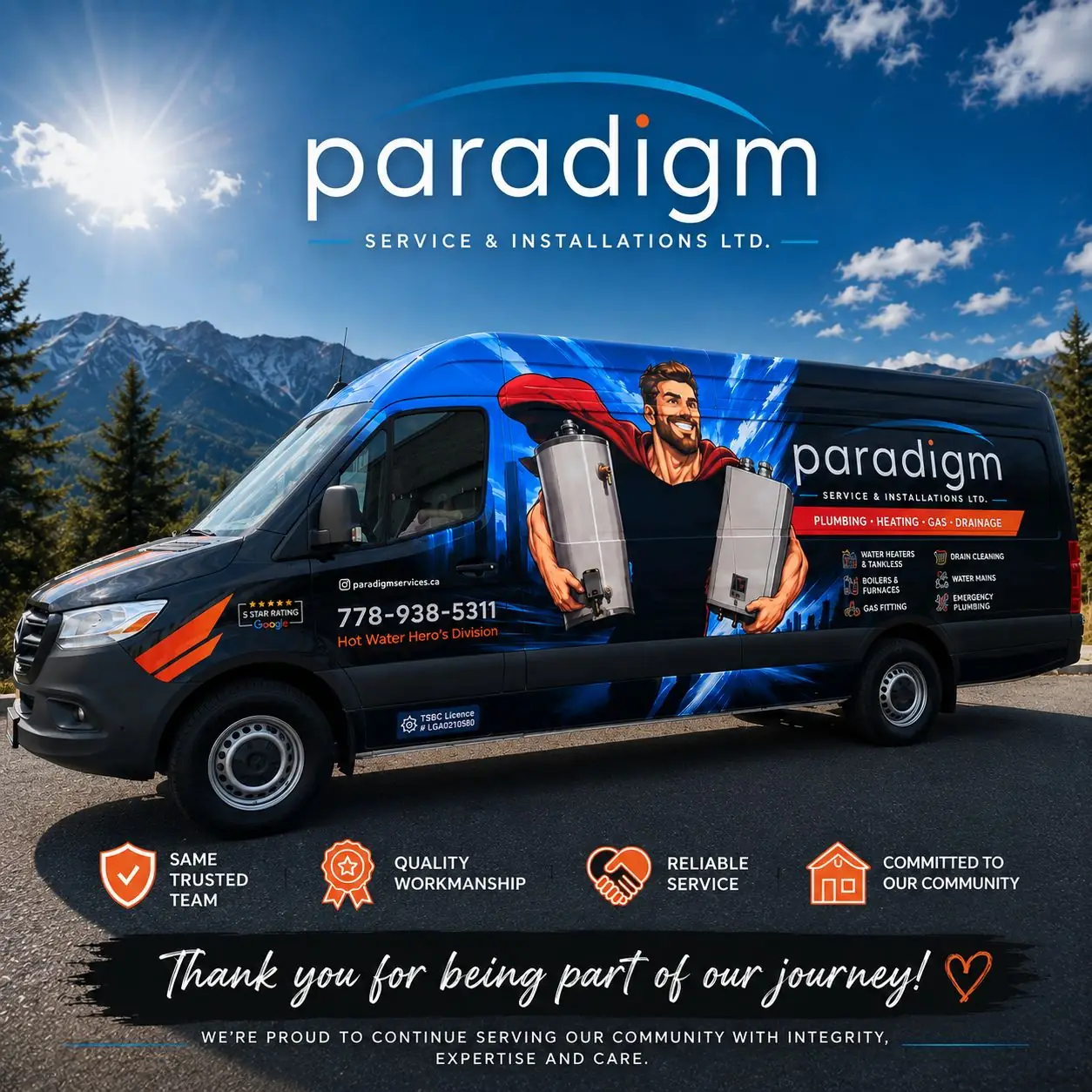 Black Paradigm Sprinter van — Hot Water Hero wrap, TSBC LGA0210580