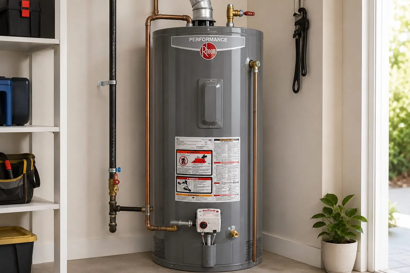 Rheem Performance water heater install with copper and gas line