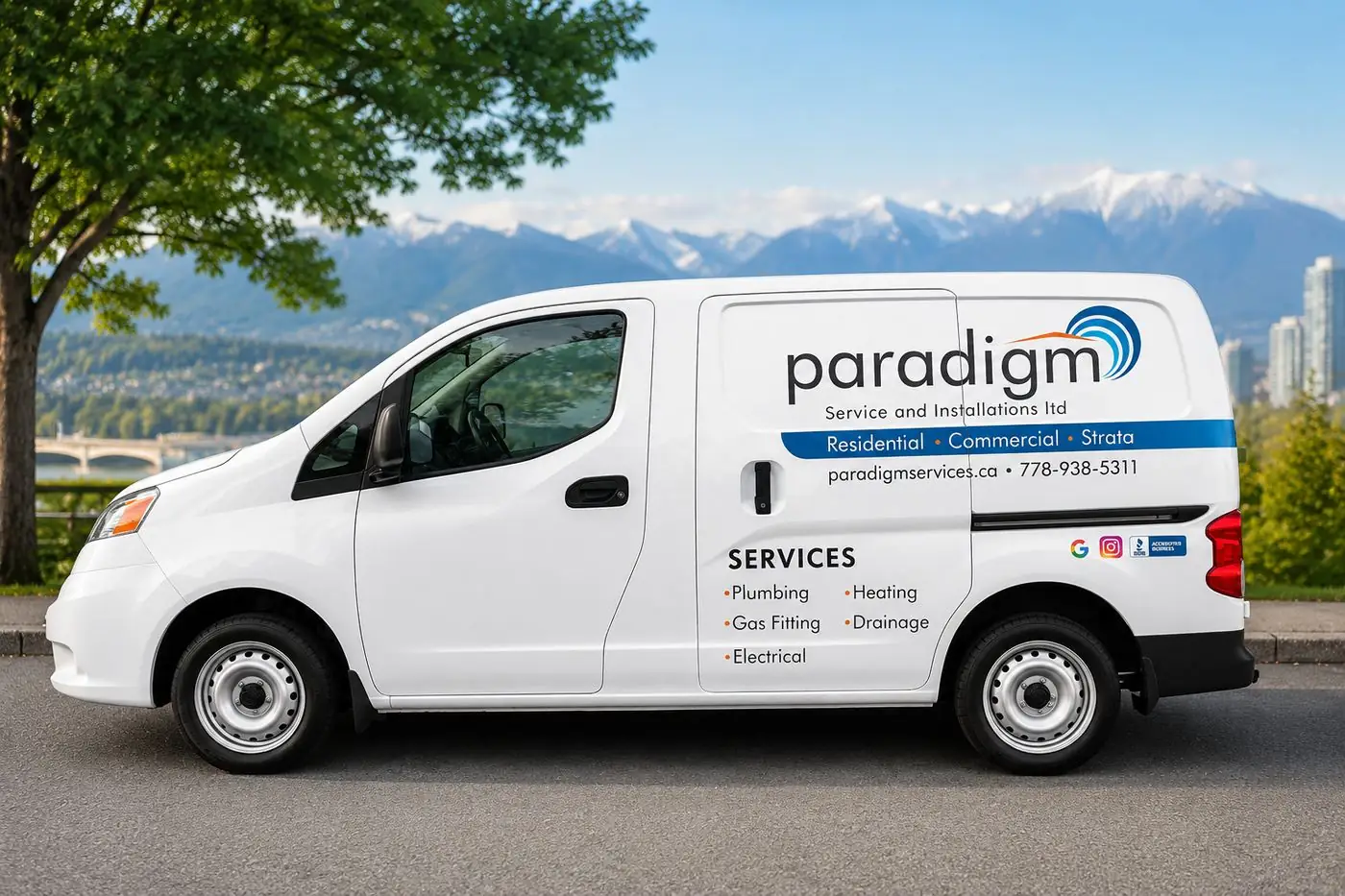 Paradigm Services branded van — residential, commercial, strata